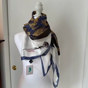 Elegant Blue and Brown Scarf